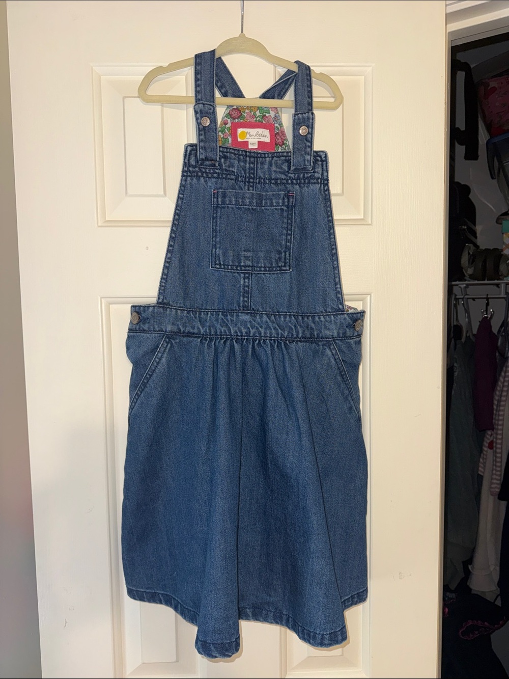 Mini Boden Denim Overall Dress in Blue